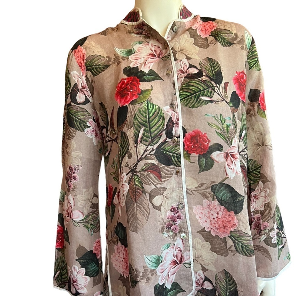 Johnny Was  tunic style floral linen size small